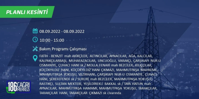 İstanbul'da 10 saatlik elektrik kesintisi: Hangi ilçeler karanlıkta kalacak 18