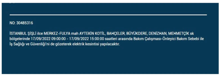 BEDAŞ açıkladı. İstanbul'da 17 Eylül Cumartesi elektrik kesintisi olacak ilçeler 27