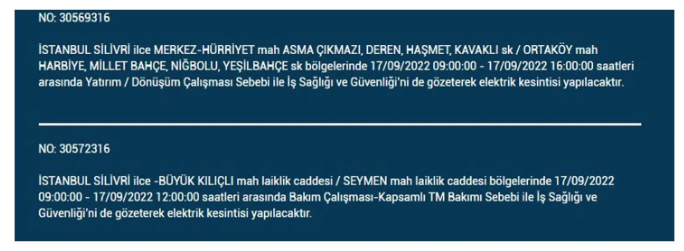 BEDAŞ açıkladı. İstanbul'da 17 Eylül Cumartesi elektrik kesintisi olacak ilçeler 24