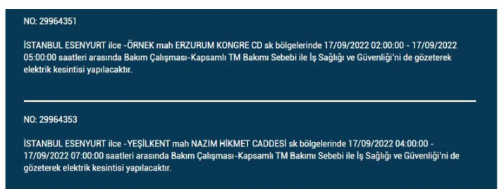 BEDAŞ açıkladı. İstanbul'da 17 Eylül Cumartesi elektrik kesintisi olacak ilçeler 15