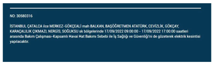 BEDAŞ açıkladı. İstanbul'da 17 Eylül Cumartesi elektrik kesintisi olacak ilçeler 13