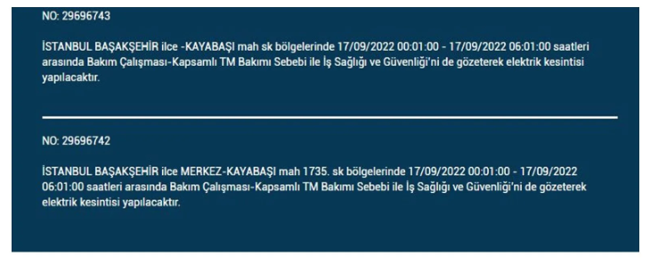 BEDAŞ açıkladı. İstanbul'da 17 Eylül Cumartesi elektrik kesintisi olacak ilçeler 9