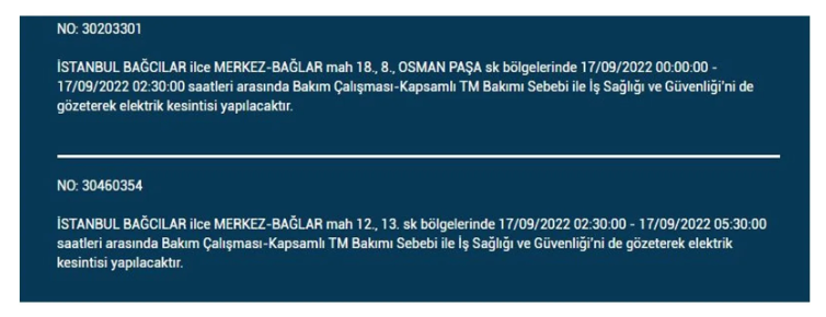 BEDAŞ açıkladı. İstanbul'da 17 Eylül Cumartesi elektrik kesintisi olacak ilçeler 4