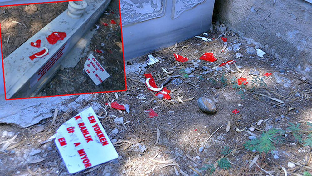 Mezarlıkta alçak saldırı. Türk bayrağını parçaladılar 10