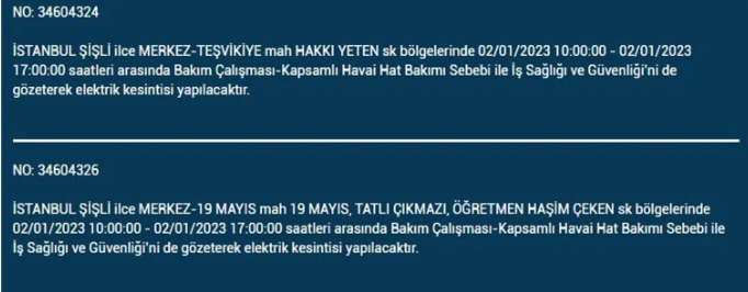 İstanbullular dikkat! Hangi ilçelerde elektrik kesintisi olacak 22