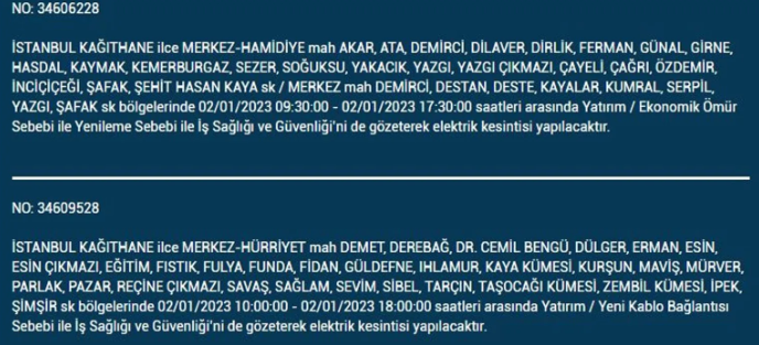 İstanbullular dikkat! Hangi ilçelerde elektrik kesintisi olacak 15