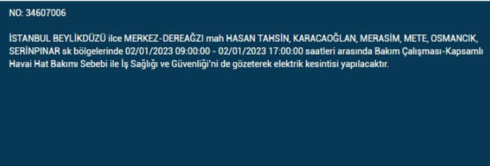 İstanbullular dikkat! Hangi ilçelerde elektrik kesintisi olacak 9