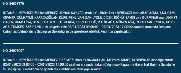 İstanbullular dikkat! Hangi ilçelerde elektrik kesintisi olacak 8