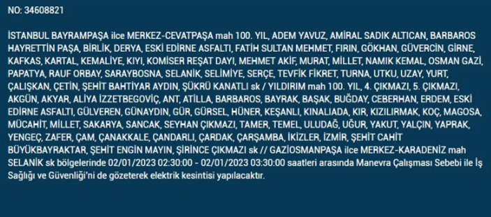 İstanbullular dikkat! Hangi ilçelerde elektrik kesintisi olacak 6
