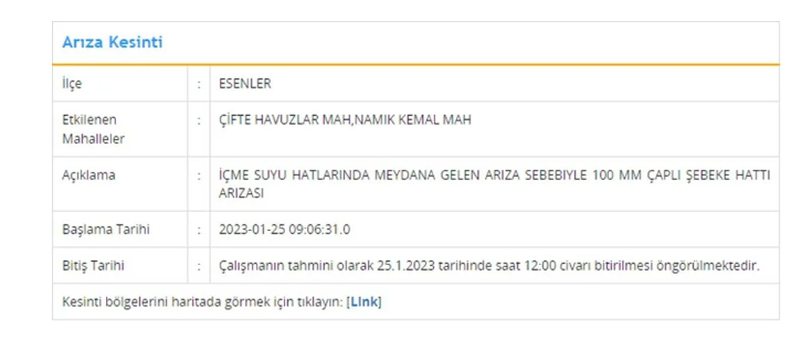 İstanbul'da 9 ilçede su kesintisi: 18 saat sürecek 11