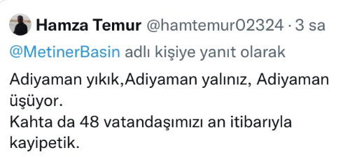 ‘Çaresiziz’ diyen vatandaşlara AKP’li Metiner Erdoğan propagandası yaptı. Adıyamanlılar bu propagandaya neler neler yazdı 3