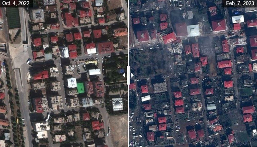 Depremdeki tahribat uydu görüntülerine yansıdı. Öncesi ve sonrası açıklandı 16