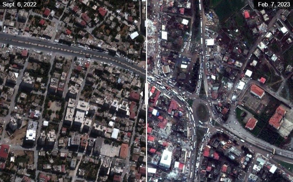 Depremdeki tahribat uydu görüntülerine yansıdı. Öncesi ve sonrası açıklandı 14