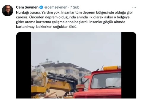 CNN Türk Cem Seymen'den istifasını istedi. Hükümeti eleştiren deprem twitleri atmıştı 13
