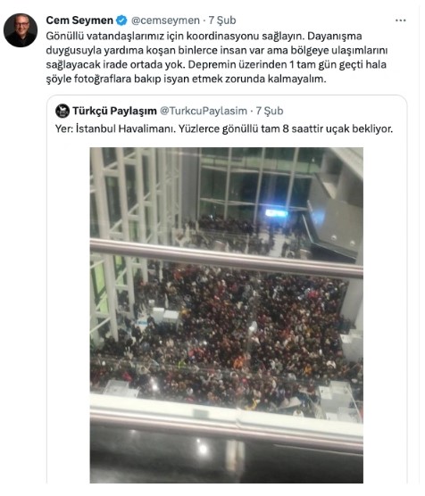 CNN Türk Cem Seymen'den istifasını istedi. Hükümeti eleştiren deprem twitleri atmıştı 12