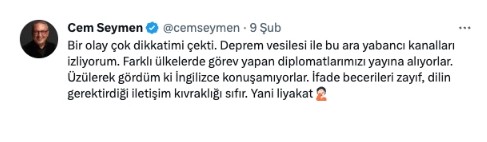 CNN Türk Cem Seymen'den istifasını istedi. Hükümeti eleştiren deprem twitleri atmıştı 17