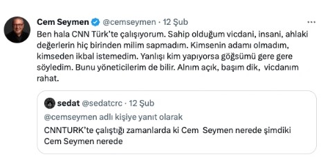CNN Türk Cem Seymen'den istifasını istedi. Hükümeti eleştiren deprem twitleri atmıştı 32