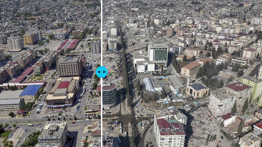 Deprem öncesi ve sonrası fotoğraflar yıkımın boyutunu gözler önüne serdi 3