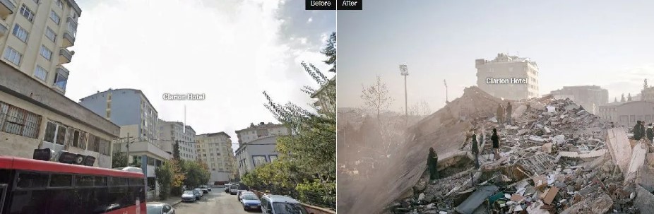 Deprem öncesi ve sonrası fotoğraflar yıkımın boyutunu gözler önüne serdi 8