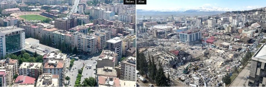 Deprem öncesi ve sonrası fotoğraflar yıkımın boyutunu gözler önüne serdi 10