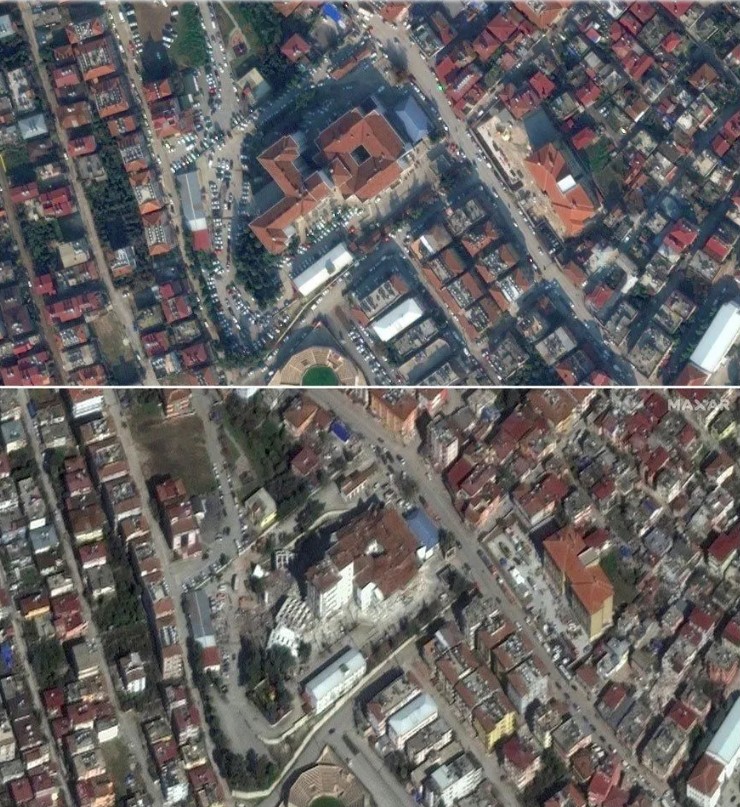 Deprem öncesi ve sonrası fotoğraflar yıkımın boyutunu gözler önüne serdi 6