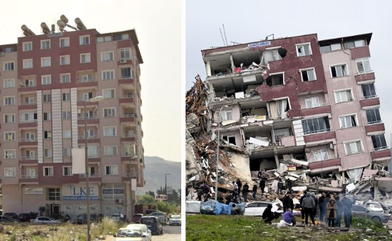Deprem öncesi ve sonrası fotoğraflar yıkımın boyutunu gözler önüne serdi 5