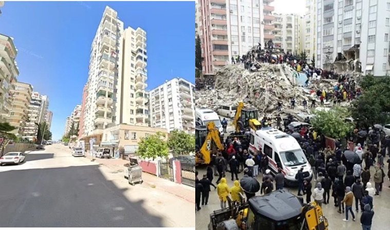 Deprem öncesi ve sonrası fotoğraflar yıkımın boyutunu gözler önüne serdi 17
