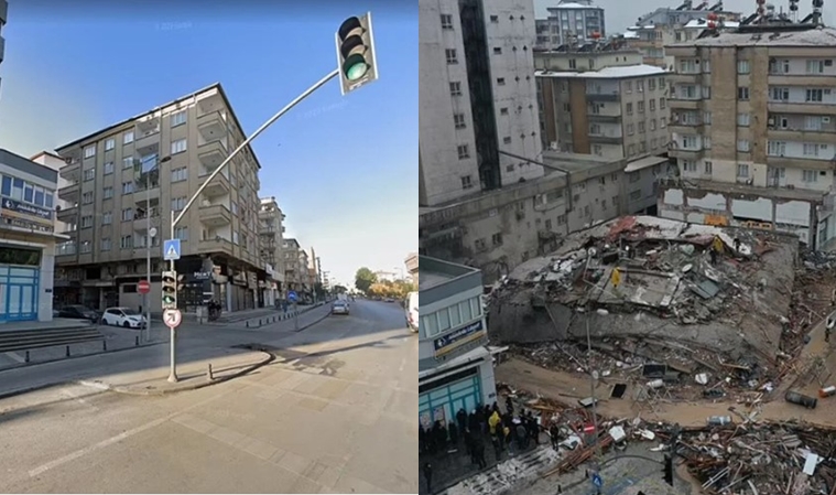 Deprem öncesi ve sonrası fotoğraflar yıkımın boyutunu gözler önüne serdi 18