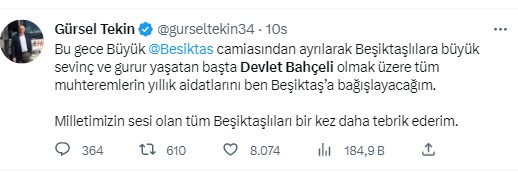 Türkiye Beşiktaş'tan istifa eden Devlet Bahçeli'yi konuşuyor. Beşiktaş taraftarı 'Hükümet istifa' diye bağırdı Bahçeli Beşiktaş'tan istifa etti 46