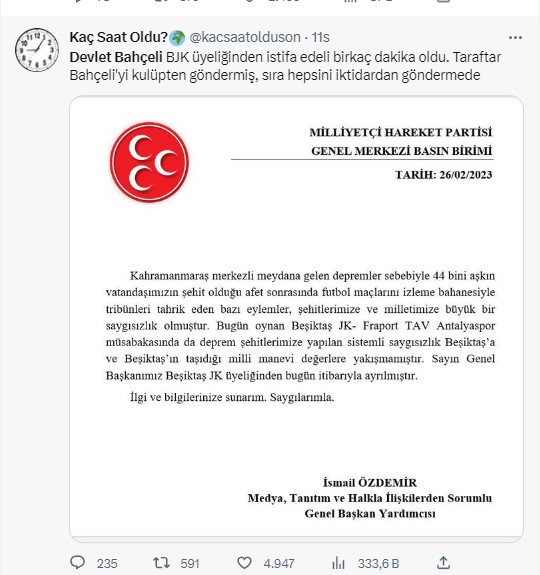 Türkiye Beşiktaş'tan istifa eden Devlet Bahçeli'yi konuşuyor. Beşiktaş taraftarı 'Hükümet istifa' diye bağırdı Bahçeli Beşiktaş'tan istifa etti 50