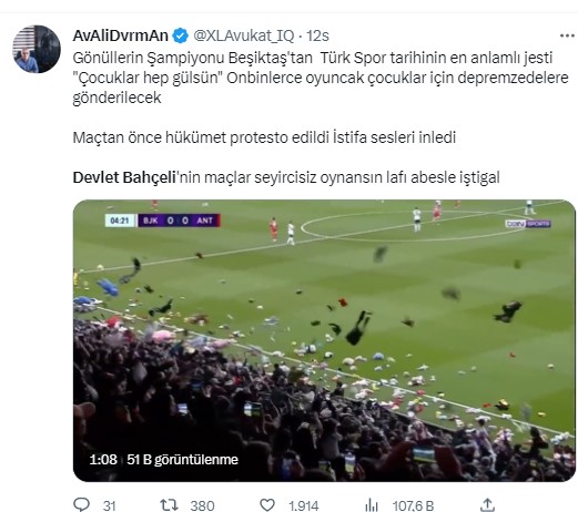 Türkiye Beşiktaş'tan istifa eden Devlet Bahçeli'yi konuşuyor. Beşiktaş taraftarı 'Hükümet istifa' diye bağırdı Bahçeli Beşiktaş'tan istifa etti 34