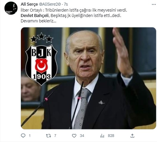 Türkiye Beşiktaş'tan istifa eden Devlet Bahçeli'yi konuşuyor. Beşiktaş taraftarı 'Hükümet istifa' diye bağırdı Bahçeli Beşiktaş'tan istifa etti 3