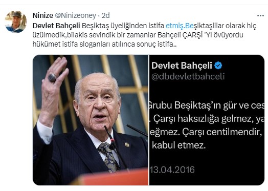Türkiye Beşiktaş'tan istifa eden Devlet Bahçeli'yi konuşuyor. Beşiktaş taraftarı 'Hükümet istifa' diye bağırdı Bahçeli Beşiktaş'tan istifa etti 5
