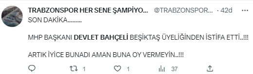 Türkiye Beşiktaş'tan istifa eden Devlet Bahçeli'yi konuşuyor. Beşiktaş taraftarı 'Hükümet istifa' diye bağırdı Bahçeli Beşiktaş'tan istifa etti 68