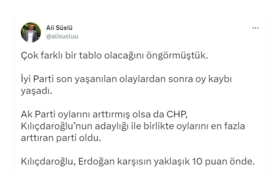 Partilerin oyu dikkat çekti. Üçüncü anket bomba gibi patladı Kılıçdaroğlu mu Erdoğan mı 21