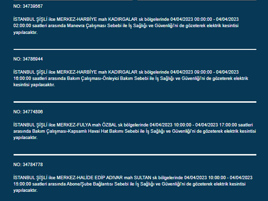 İstanbullular dikkat! Bu ilçelerde elektrik kesintisi olacak 27