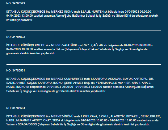 İstanbullular dikkat! Bu ilçelerde elektrik kesintisi olacak 22