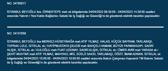 İstanbullular dikkat! Bu ilçelerde elektrik kesintisi olacak 13