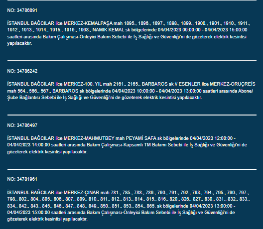 İstanbullular dikkat! Bu ilçelerde elektrik kesintisi olacak 5