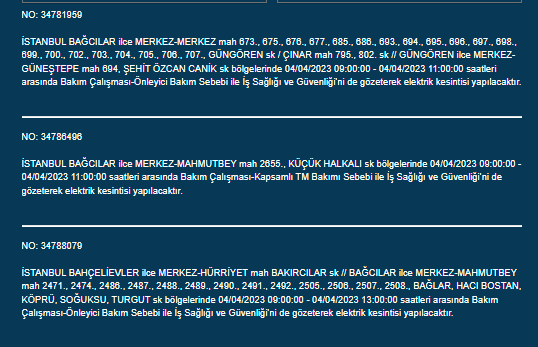İstanbullular dikkat! Bu ilçelerde elektrik kesintisi olacak 4