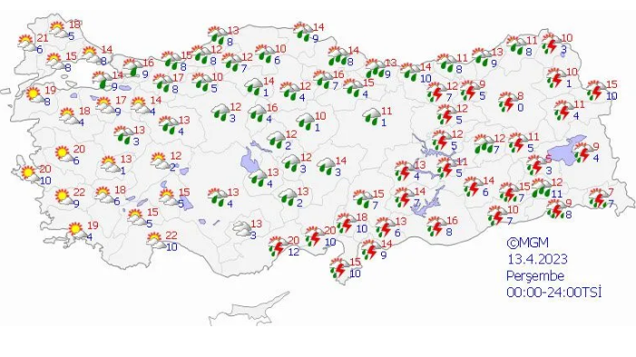 Nisan ayının ortasında kara kış yaşayacağız. 9 ile sarı 7 ile turuncu kodlu uyarı 16