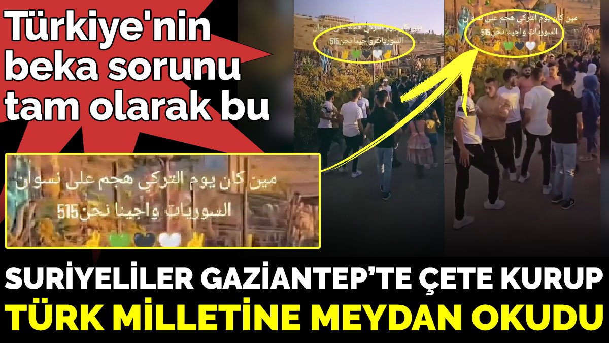Suriyeliler Gaziantep’te çete kurup Türk milletine meydan okudu. Türkiye'nin beka sorunu tam olarak bu