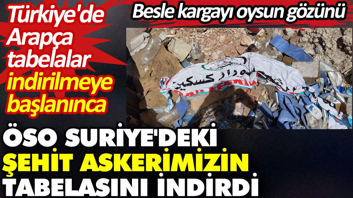 Türkiye'de Arapça tabelalar indirilmeye başlanınca ÖSO Suriye'deki şehit askerimizin tabelasını indirdi