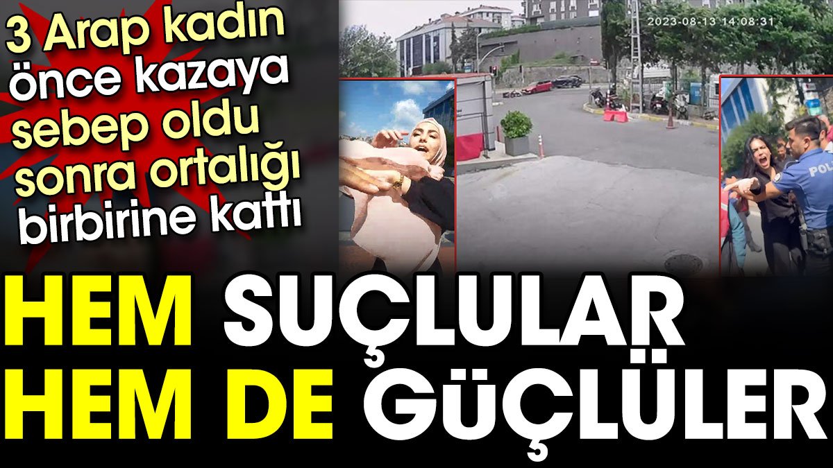 Artık Türklere saldırıyorlar. Motosiklete çarpan otomobildeki 3 Arap kadın herkese saldırdı