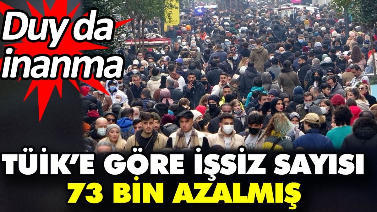 TÜİK’e göre işsiz sayısı 73 bin azalmış. Duy da inanma