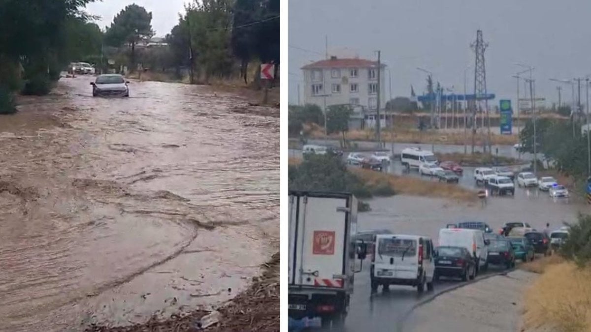 Çanakkale'yi sağanak vurdu: Dere taştı, yol kapandı