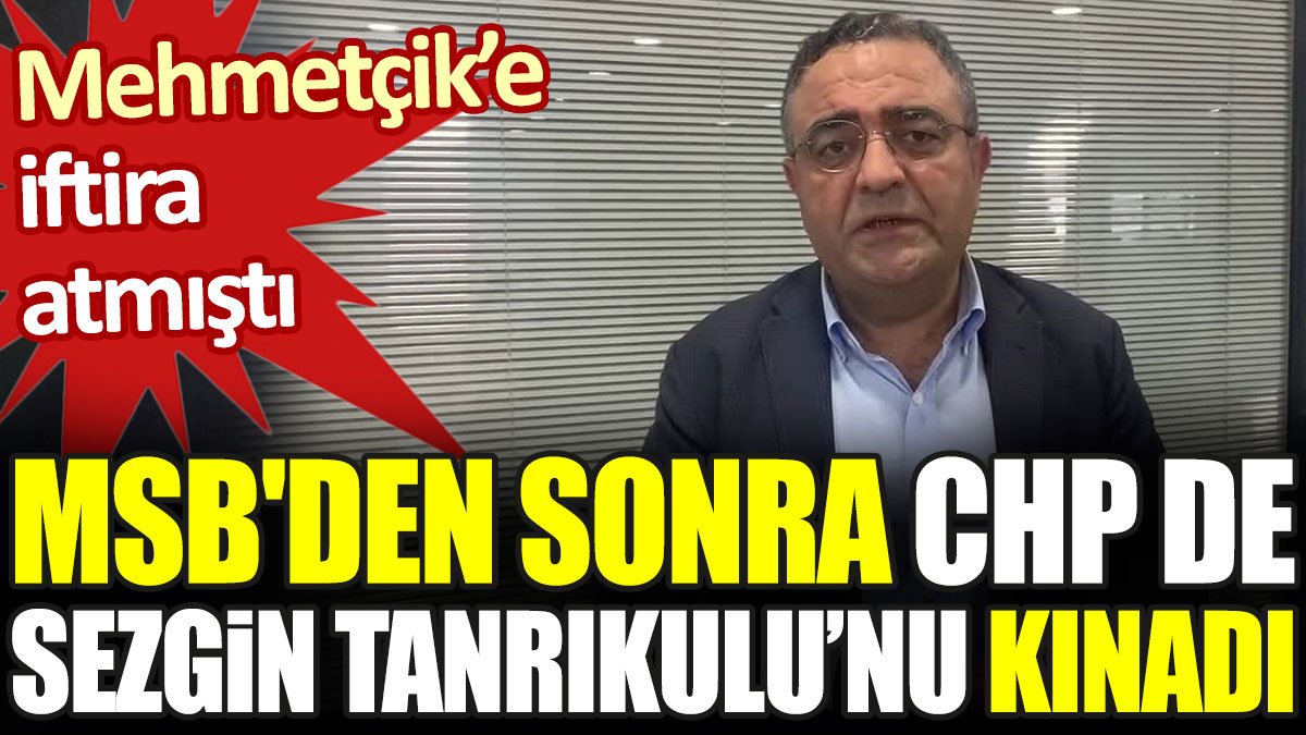 MSB'den sonra CHP de Sezgin Tanrıkulu'nu kınadı. Mehmetçik'e iftira atmıştı