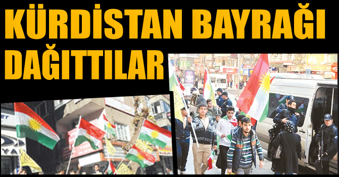 Diyarbakır caddelerinde  Kürdistan bayrağı dağıttılar