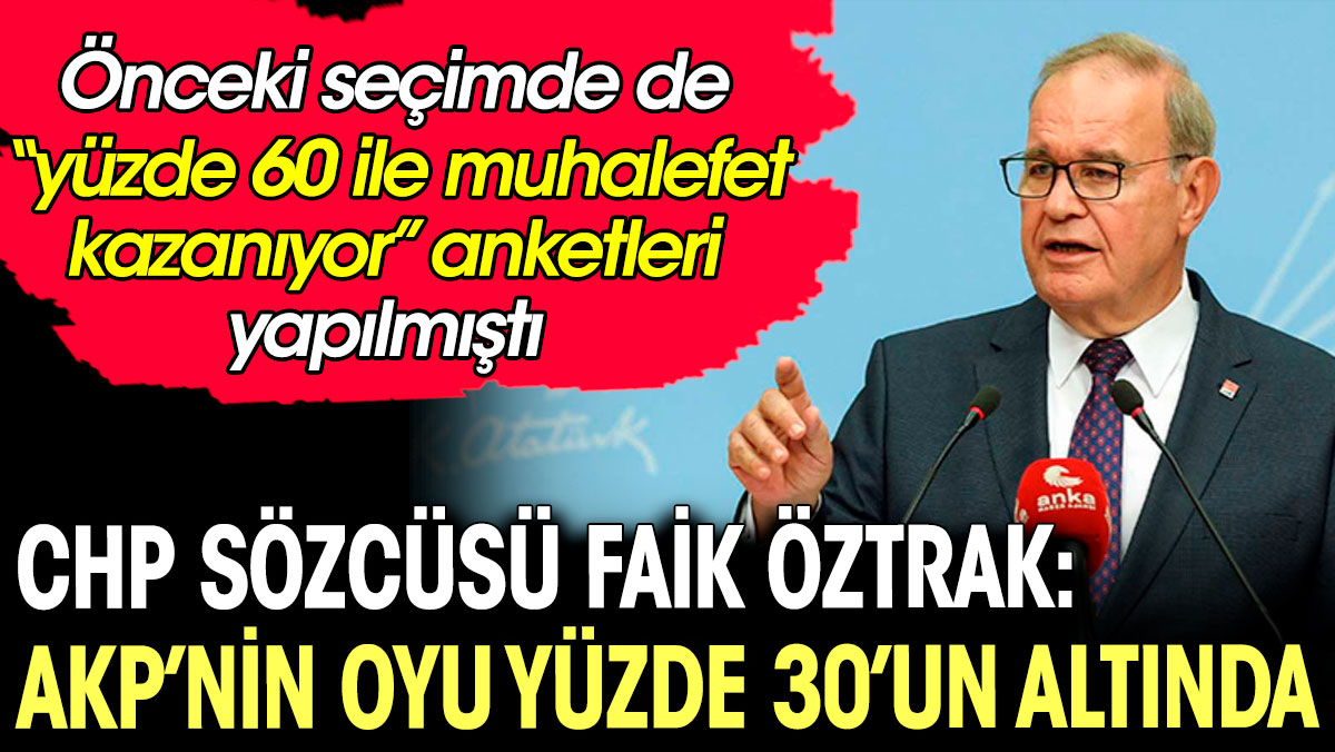 CHP Sözcüsü Faik Öztrak: AKP'nin oyu yüzde 30'un altında