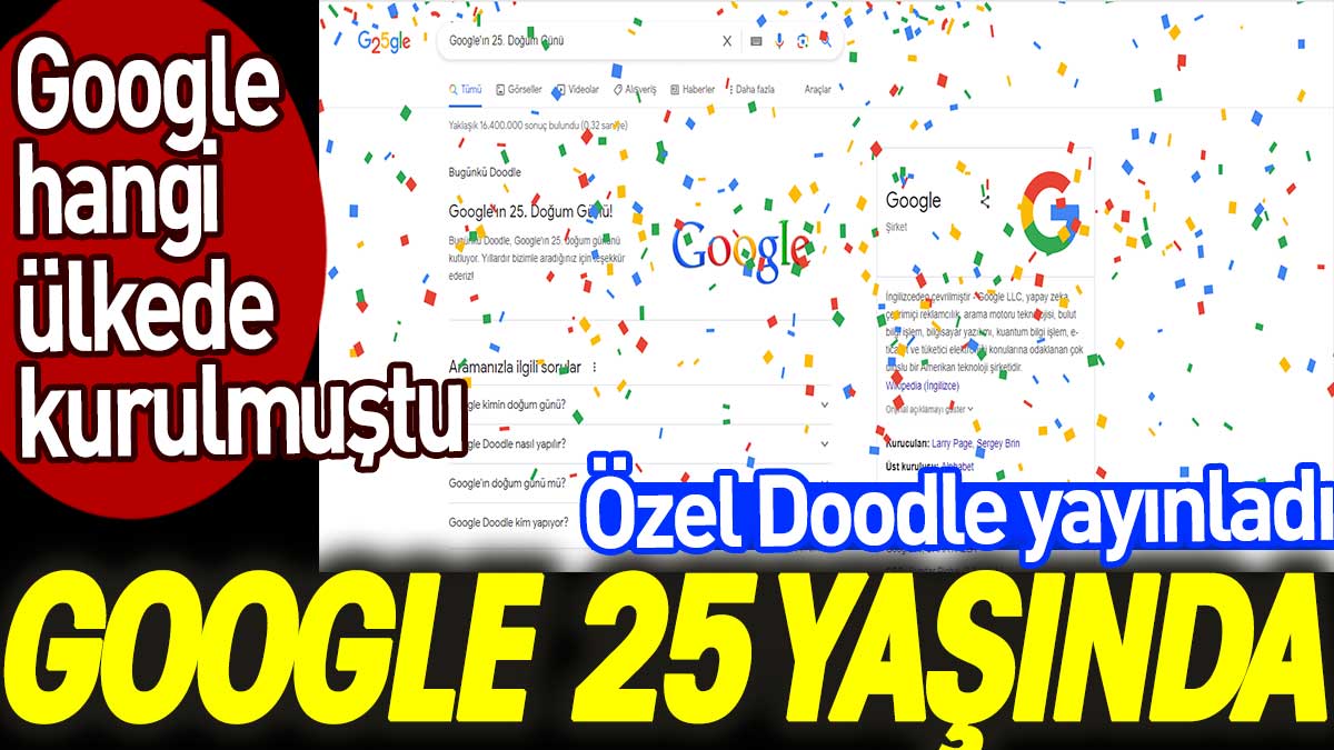 Google 25. yılına özel doodle yayınladı. Google hangi ülkede kurulmuştu